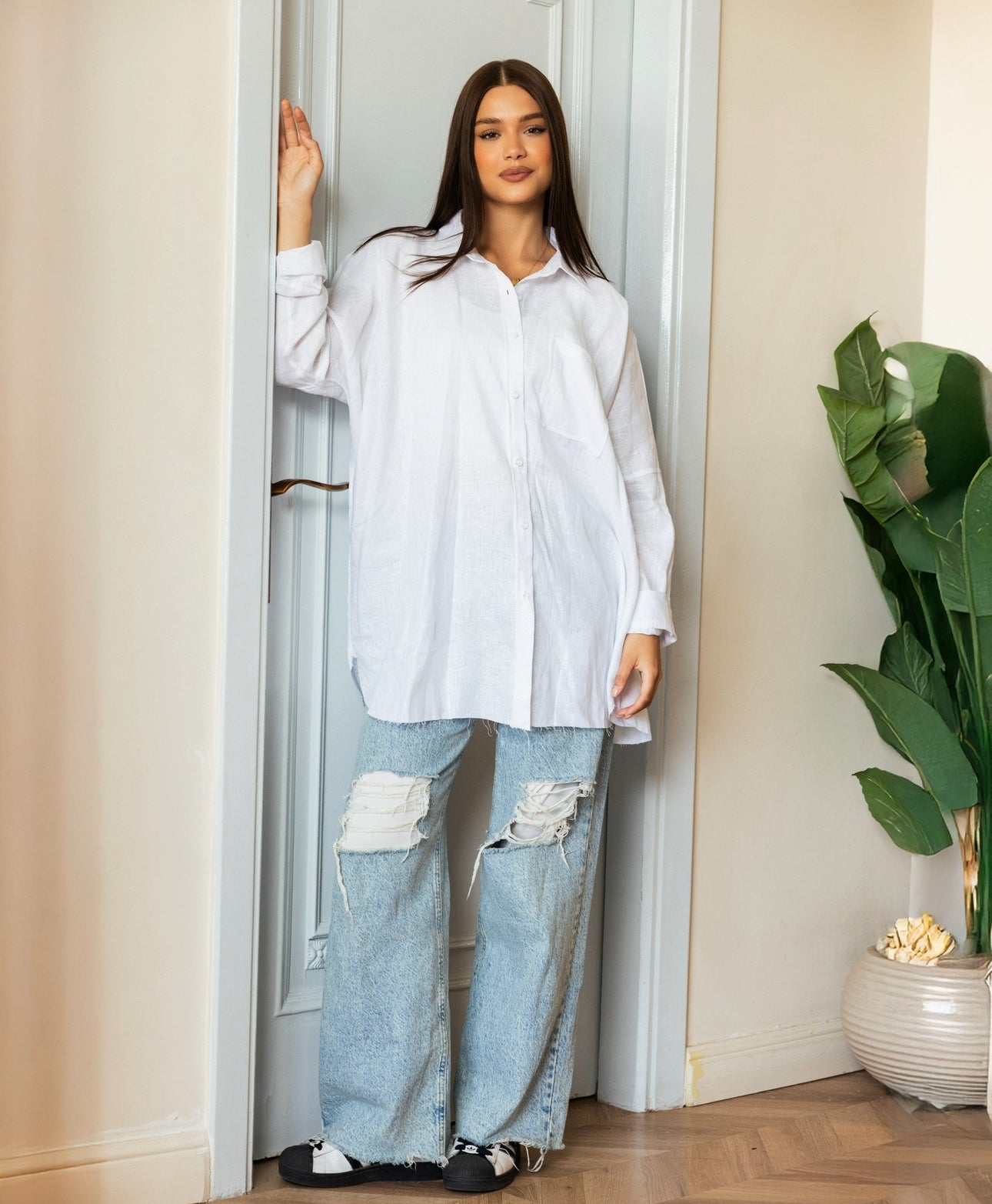 Oversized Linen shirt_White